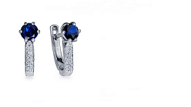 Серьги Platinum Lab. - Платина 950, Сапфир, Бриллиант (арт. ПС-030С-01)