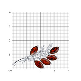 Брошь SOKOLOV - Серебро 925, Гранат, Фианит (арт. 92040010)