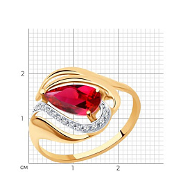 Кольцо SOKOLOV - Золото 375, Синтетический рубин, Фианит (арт. 37714706)