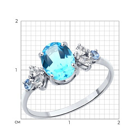 Кольцо Diamant - Серебро 925, Топаз, Фианит (арт. 94-310-02683-1)