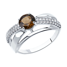 Кольцо Diamant - Серебро 925, Раухтопаз, Фианит (арт. 94-310-00784-1)