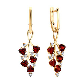 Серьги SOKOLOV - Серебро 925, Гранат, Фианит (арт. 92023105)