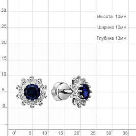 Серьги Аквамарин - Серебро 925, Синтетический сапфир , Фианит (арт. 49195АБ.5)