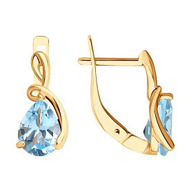 Серьги Diamant - Золото 585, Топаз, Фианит (арт. 51-320-01560-2)