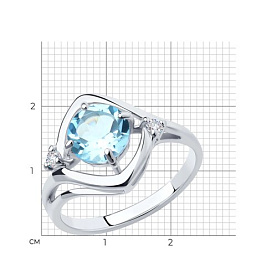 Кольцо Diamant - Серебро 925, Топаз, Фианит (арт. 94-310-00603-1)