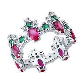 Кольцо SOKOLOV - Серебро 925, Синтетический рубин, Фианит (арт. 84010038)