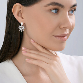 Серьги SOKOLOV - Серебро 925, Жемчуг имитация, Фианит (арт. 94027329)
