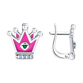 Серьги Diamant - Серебро 925, Фианит, Эмаль (арт. 94-120-02221-1)