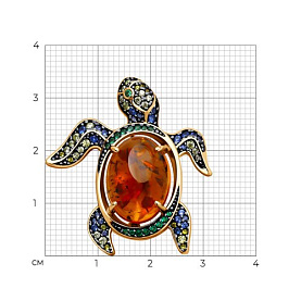 Брошь SOKOLOV - Серебро 925, Фианит, Эмаль, Янтарь (арт. 83040037)