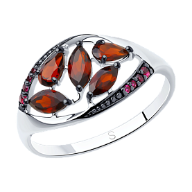 Кольцо SOKOLOV - Серебро 925, Гранат, Фианит (арт. 92011348)