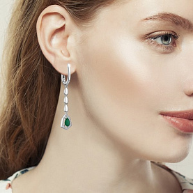 Серьги Аквамарин - Серебро 925, Агат, Фианит (арт. 45016809А.5)