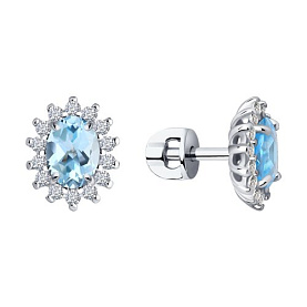 Серьги SOKOLOV - Серебро 925, Топаз, Фианит (арт. 92021168)