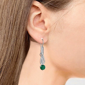 Серьги Аквамарин - Серебро 925, Агат, Фианит (арт. 4774309А.5)