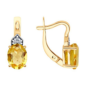 Серьги SOKOLOV - Серебро 925, Фианит, Цитрин (арт. 92023180)