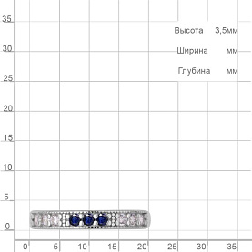 Кольцо Аквамарин - Серебро 925, Синтетический сапфир , Фианит (арт. 600745АБ.5)