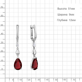 Серьги Аквамарин - Серебро 925, Синтетический гранат, Фианит (арт. 45015385.5)