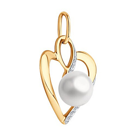 Подвеска SOKOLOV - Золото 585, Жемчуг культивированный, Фианит (арт. 793092)