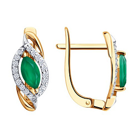 Серьги SOKOLOV - Золото 585, Агат, Фианит (арт. 729316)