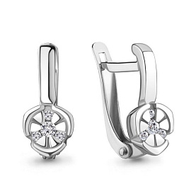 Серьги Аквамарин - Серебро 925, Фианит (арт. 48926А.5)