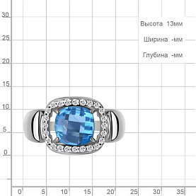 Кольцо Аквамарин - Серебро 925, Синтетический топаз, Фианит (арт. 65015892А.5)