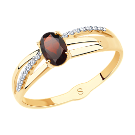 Кольцо SOKOLOV - Золото 375, Гранат, Фианит (арт. 37715610)