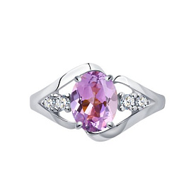 Кольцо SOKOLOV - Серебро 925, Аметист, Фианит (арт. 92011936)
