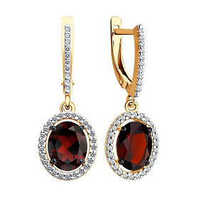 Серьги Diamant - Серебро 925, Гранат, Фианит (арт. 93-321-01999-3)