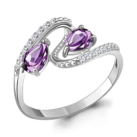 Кольцо Аквамарин - Серебро 925, Аметист, Фианит (арт. 6986604А.5)