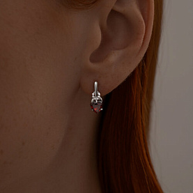 Серьги SOKOLOV - Серебро 925, Гранат, Фианит (арт. 92021179)