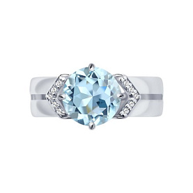 Кольцо SOKOLOV - Серебро 925, Топаз, Фианит (арт. 92011633)