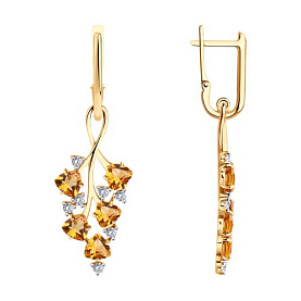 Серьги SOKOLOV - Серебро 925, Фианит, Цитрин (арт. 92023107)