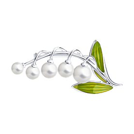 Брошь Diamant - Серебро 925, Жемчуг имитация, Эмаль (арт. 94-140-01052-1)