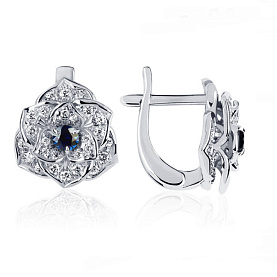 Серьги Platinum Lab. - Платина 950, Сапфир, Бриллиант (арт. ПС-040С-02)