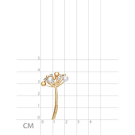 Брошь ЮФ Династия - Золото 375, Жемчуг культивированный, Фианит (арт. 000398-5612)