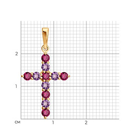 Подвеска SOKOLOV - Золото 585, Аметист, Родолит (арт. 733125)