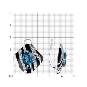 Серьги Diamant - Серебро 925, Синтетический ситалл , Фианит, Эмаль (арт. 94-320-01606-1)