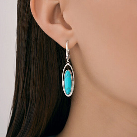 Серьги Diamant - Серебро 925, Бирюза синтетическая , Синтетическая бирюза (арт. 94-321-02375-1)