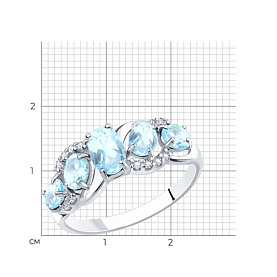 Кольцо SOKOLOV - Серебро 925, Топаз, Фианит (арт. 92011008)