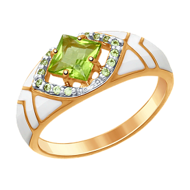 Кольцо SOKOLOV - Серебро 925, Фианит, Хризолит, Эмаль (арт. 92011406)