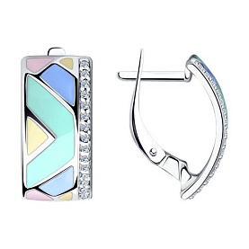 Серьги SOKOLOV - Серебро 925, Фианит, Эмаль (арт. 94022288)