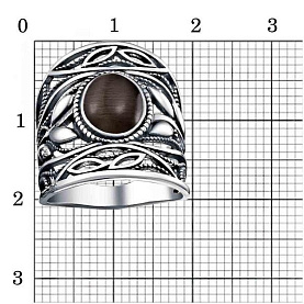 Кольцо Красная пресня - Серебро 925, Серпентин (арт. 23615170-16)