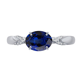 Кольцо SOKOLOV - Серебро 925, Синтетический сапфир , Фианит (арт. 88010002)