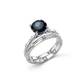 Кольцо Дар - Серебро 925, Топаз лондон, Фианит (арт. К-5210рс41100)
