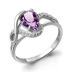 Кольцо Аквамарин - Серебро 925, Аметист, Фианит (арт. 6992304А.5)