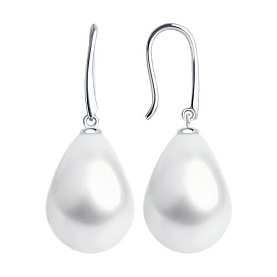 Серьга Diamant - Серебро 925, Жемчуг имитация (арт. 94-123-02347-1)