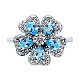 Кольцо SOKOLOV - Серебро 925, Топаз, Фианит (арт. 92014375)