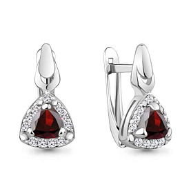 Серьги Аквамарин - Серебро 925, Гранат, Фианит (арт. 4737303А.5)