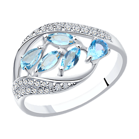 Кольцо SOKOLOV - Серебро 925, Топаз, Фианит (арт. 92011363)