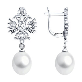 Серьги SOKOLOV - Серебро 925, Жемчуг культивированный, Фианит (арт. 92023076)