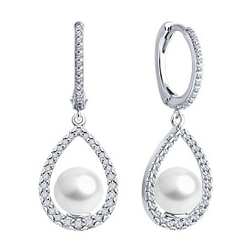 Серьги SOKOLOV - Серебро 925, Жемчуг имитация (арт. 94026607)